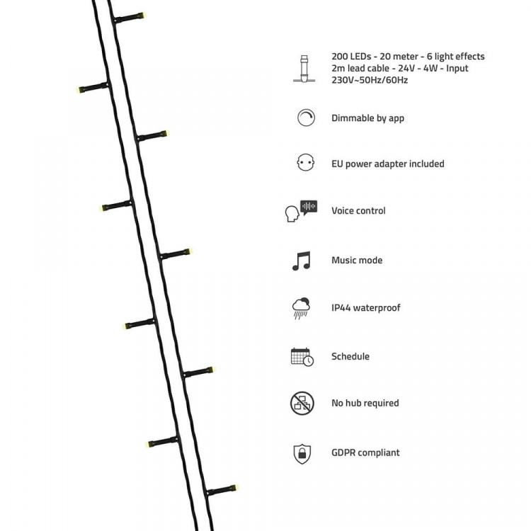 Hombli Smart Lyskæde LED 20 m IP44
