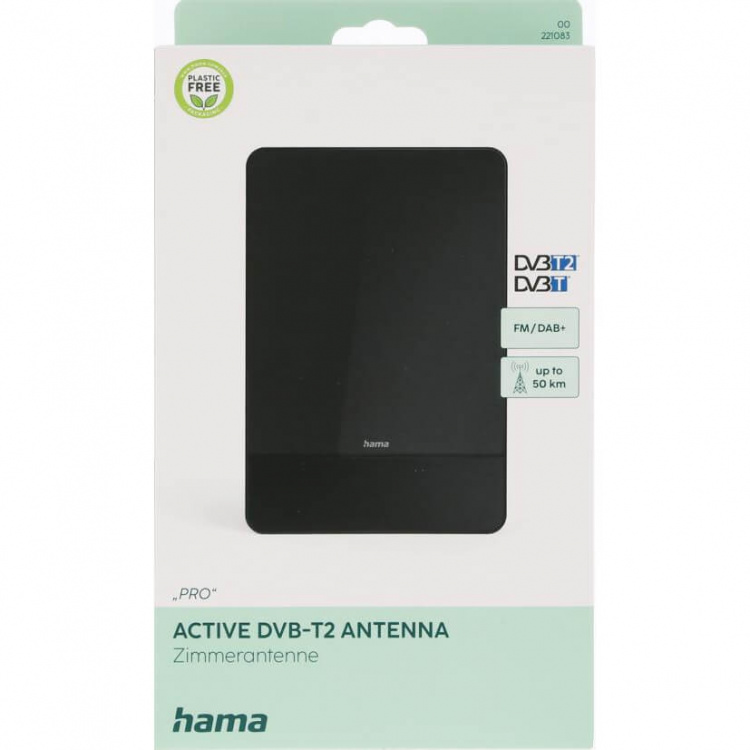 Hama Indendørs Antenne Pro 45 DAB+/DAB/DVB-T2/FM Flad Sort