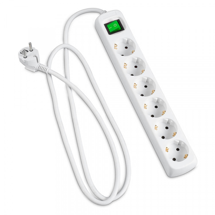 Hama Stikdåse 6-vejs Switch Hvid 3,0m