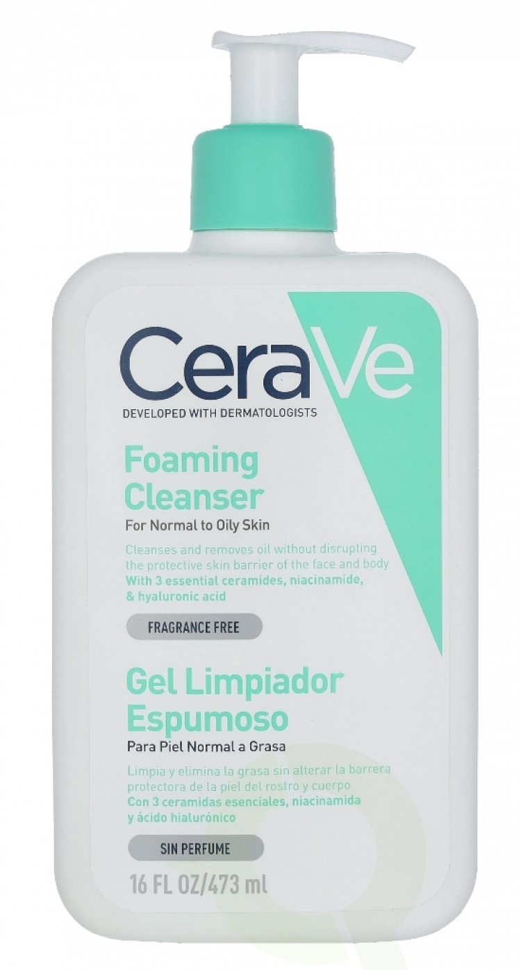 Cerave Foaming Cleanser w/Pump 473 ml For Normal To Oily Skin, Fragrance Free