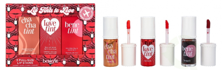 Benefit Lip Tints to Love Set 18 ml 3x6ml - 1x Chachatint Lip & Cheek Stain 6ml/1x Lovetint Lip & Cheek Stain 6ml/1x Benetint Lip & Cheek Stain 6ml