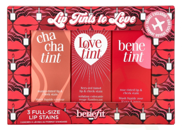 Benefit Lip Tints to Love Set 18 ml 3x6ml - 1x Chachatint Lip & Cheek Stain 6ml/1x Lovetint Lip & Cheek Stain 6ml/1x Benetint Lip & Cheek Stain 6ml