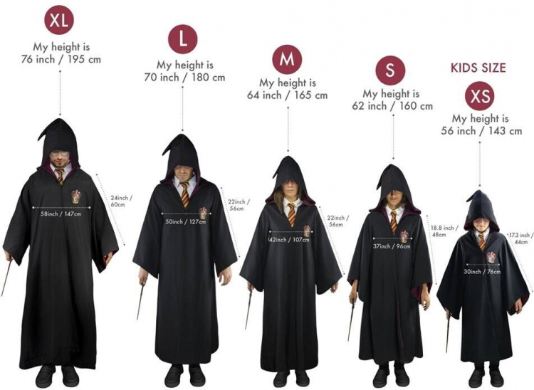 Cinereplikor Harry Potter Gryffindor trollkarl, storlek S