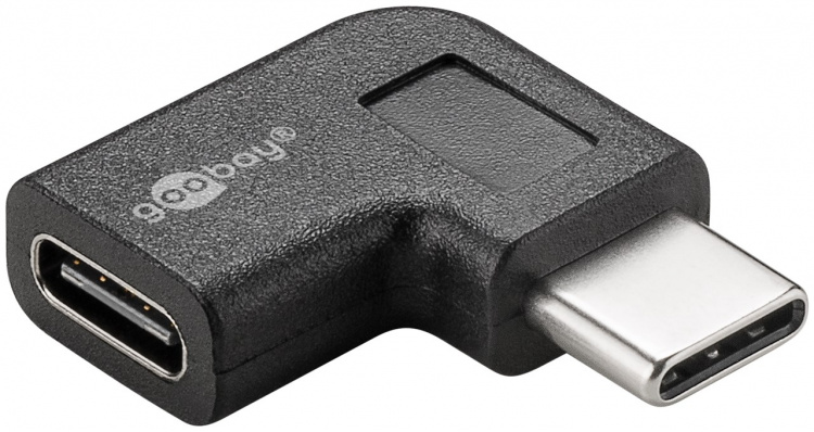 Goobay Adapter USB-C™ till USB-C™ 90°, svart USB-C™ uttag > USB-C™ plugg