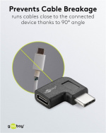 Goobay Adapter USB-C™ till USB-C™ 90°, svart USB-C™ uttag > USB-C™ plugg