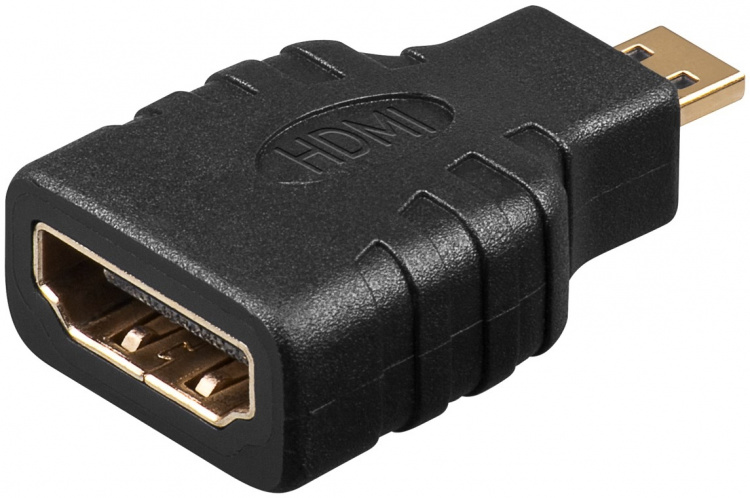 Goobay HDMI™-adapter, Guldpläterad HDMI™-uttag (typ A) > HDMI™-mikrokontakt (typ D) Goobay HDMI™-adapter, Guldpläterad HDMI™-uttag (typ A) > HDMI™-mikrokontakt (typ D)