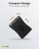 Goobay HDMI™-adapter, koppling, guldpläterad, 8K @ 60 Hz HDMI™-uttag (typ A) > HDMI™-uttag (typ A) Goobay HDMI™-adapter, koppling, guldpläterad, 8K @ 60 Hz HDMI™-uttag (typ A) > HDMI™-uttag (typ A)