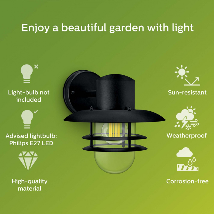 Philips Inyma Väggarmatur (E27-sockel) IP44 Svart