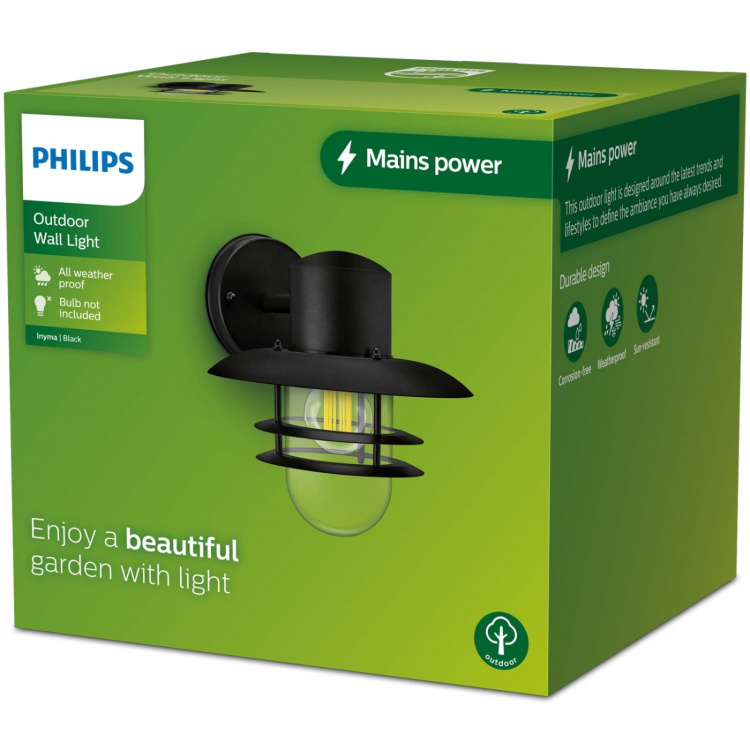 Philips Inyma Väggarmatur (E27-sockel) IP44 Svart