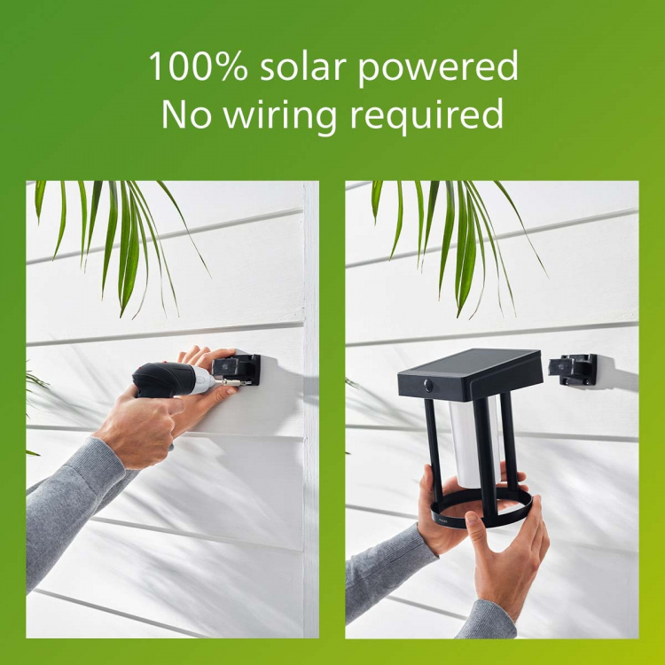 Philips Fyve Vägglampa Vinklad Solcell Ultra Efficient LED 200lm Svart