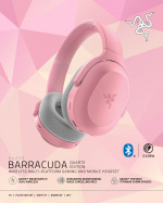 Razer Barracuda trådlösa hörlurar, rosa