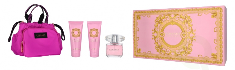 Versace Bright Crystal Giftset 290 ml Edt Spray 90ml/Shower Gel 100ml/Body Lotion 100m/Pouch