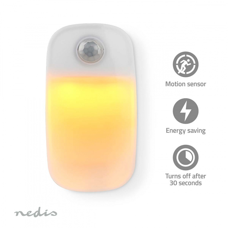 Nedis Plug-In LED natlys | Bevægelse Sensor | Dag/nat sensor | 0.55 W | 11 lm | Varm Hvid