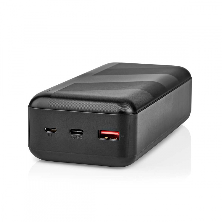 Nedis Powerbank | 32000 mAh | 2.4 / 3.0 / 3.25 A | Antal output: 2 | Output tilslutning: 1x USB-A / 1x USB-C™ | Input forbindels: 1x Micro USB / 1x USB-C™ | PD3.0 45W / PD3.0 65W | Lithium-polymer