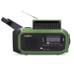 Nedis Nødradio | Bærbart design | DAB+ / FM | Batteri / Håndsving / Solar Powered / USB Drevet | Vækkeur | Grøn / Sort