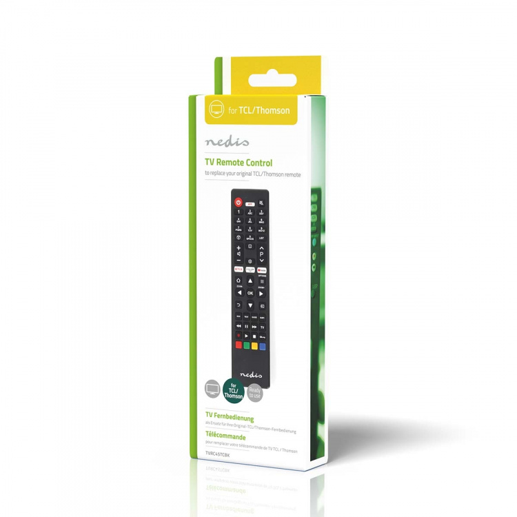 Nedis Erstatnings Fjernbetjening | Egnet til: TCL/Thomson | Fast | 1 Enhed | Amazon Prime / Netflix-knap / Youtube-knap | Infrarød | Sort