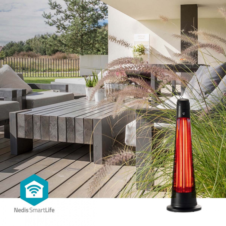 Nedis SmartLife Terrassevarmer | Wi-Fi | 1200 W | 2 Varmeindstillinger | Svingning | Fald over beskyttelse | IP24 | Sort