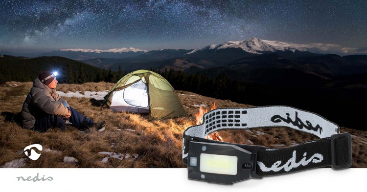 Nedis LED forlygte | Batteri / USB Drevet | 3.7 V DC | Batterier medfølger | Opladningsbar | Nominel lysstrøm: 180 lm | Lysområde: 20 m