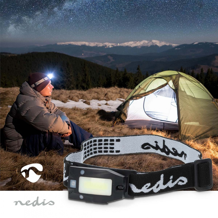 Nedis LED forlygte | Batteri / USB Drevet | 3.7 V DC | Batterier medfølger | Opladningsbar | Nominel lysstrøm: 180 lm | Lysområde: 20 m