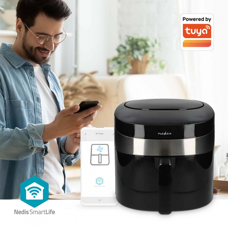 Nedis SmartLife Varmluftfrituregryde | Wi-Fi | 7,2 l | Timer: 60 min | Antal forudindstillede programmer: 8 | Digital | Android™ / IOS | Sort