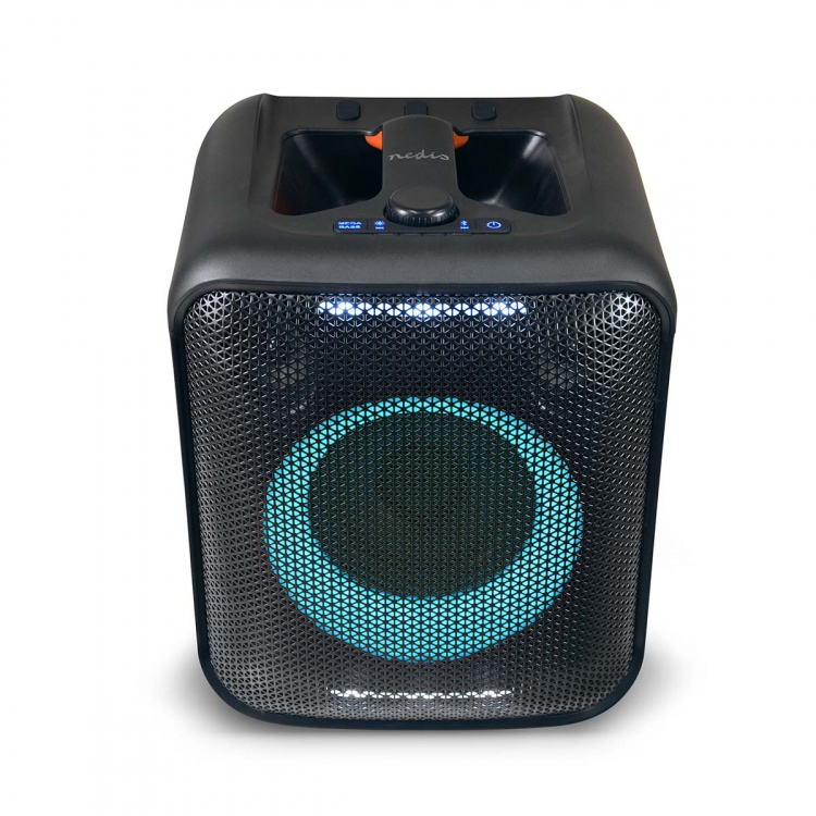 Nedis Bluetooth® Party Speaker | Maksimal batteritid: 5 timer | 150 W | Bærehåndtag | Fest lys | Kan parres | Equalizer | Orange / Sort Nedis Bluetooth® Party Speaker | Maksimal batteritid: 5 timer | 150 W | Bærehåndtag | Fest lys | Kan parres | Equalizer | Orange / Sort