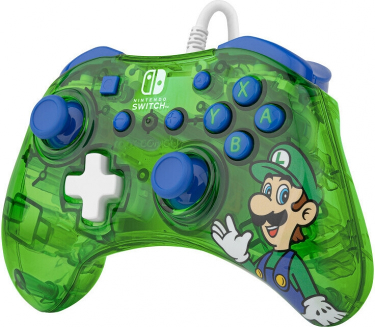 PDP Gaming Rock Candy Wired Controller - trådbunden spelkontroll, Luigi, Switch