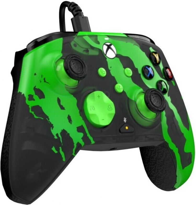 PDP Gaming Rematch Wired Controller - Jolt Green (Glow In Dark) - trådbunden spelkontroll, Xbox