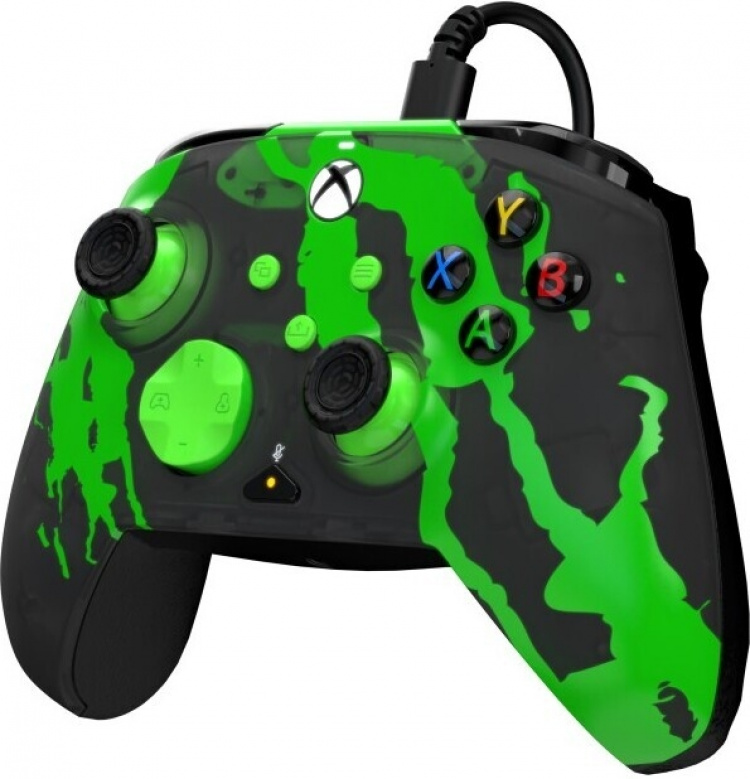 PDP Gaming Rematch Wired Controller - Jolt Green (Glow In Dark) - trådbunden spelkontroll, Xbox