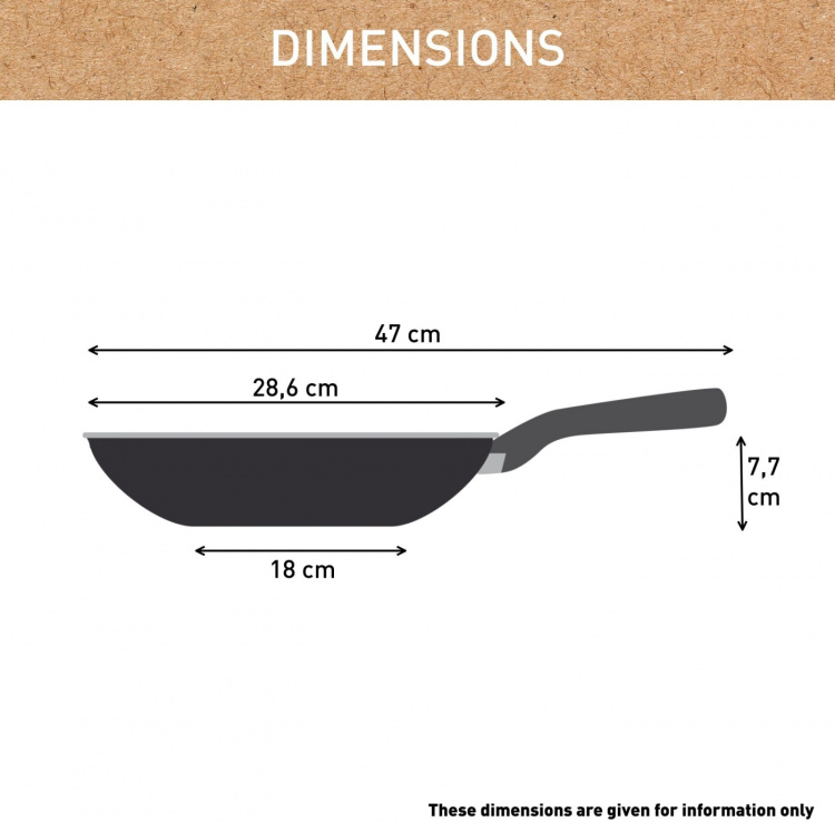 Tefal wokpanna, 28 cm, keramisk beläggning, grå