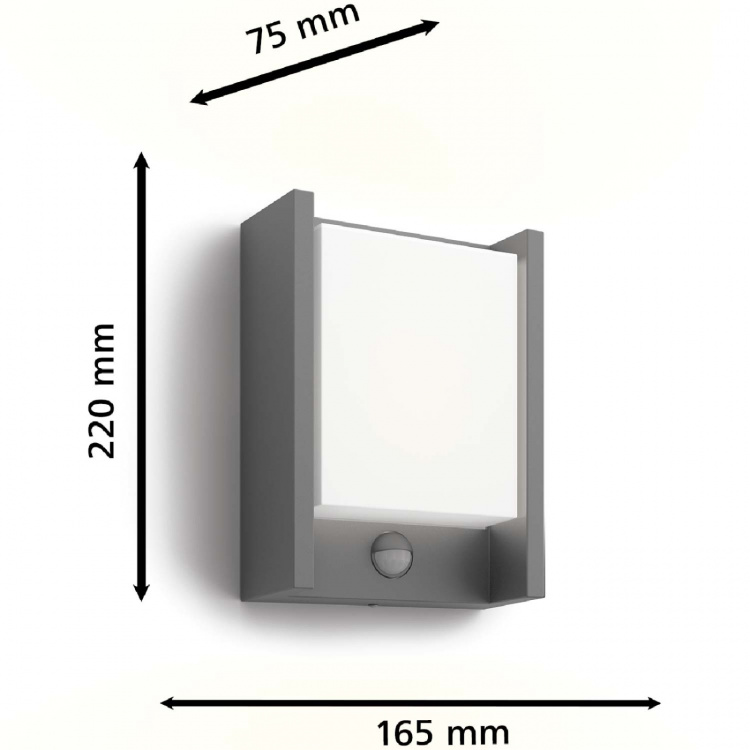 Philips Arbour Vägglampa Sensor Ultra Efficient LED 3,8W 800lm Antracit