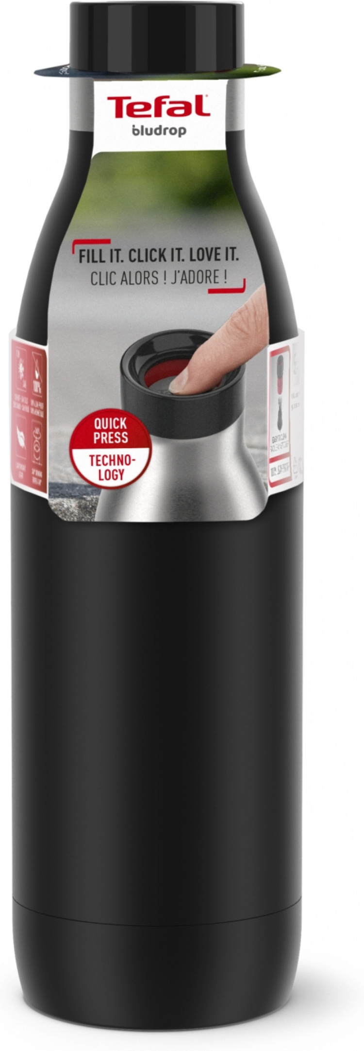 Tefal Bludrop Basic dricksflaska, 0,7 L, svart