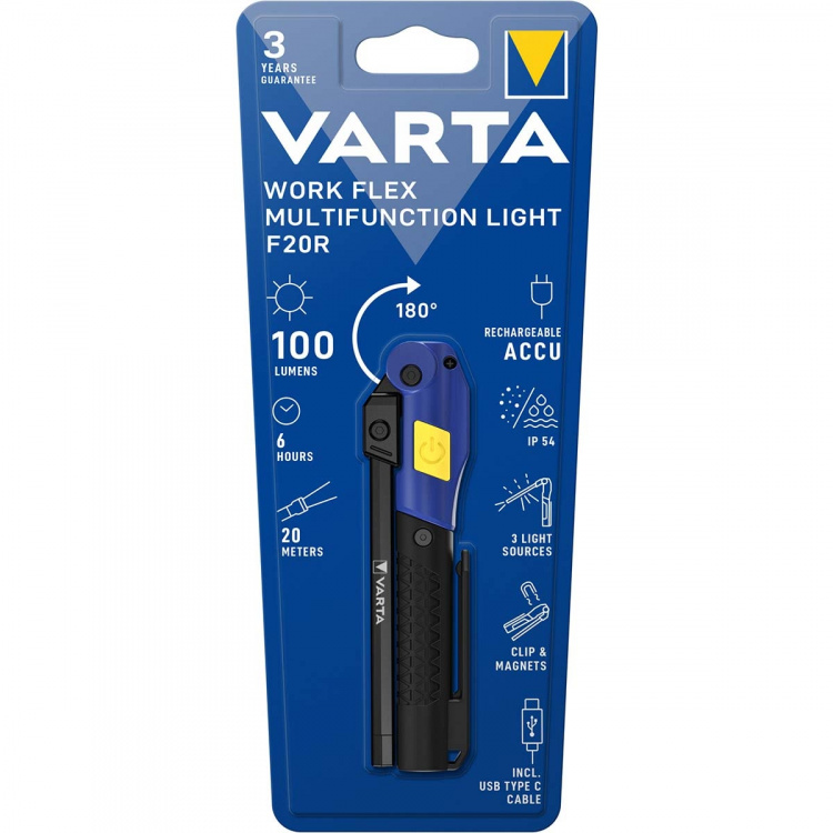 Varta Work Flex® multifunktionslampe F20R genopladelig
