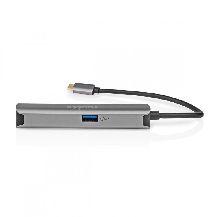Nedis USB Multi-Port Adapter | 4-i-1 | USB 3.2 Gen 1 | USB-C™ Han | HDMI ™ -udgang / RJ45 Hun / USB-A Hun / USB-C™ Hun | 5 Gbps | 0.20 m | Runde | Guldplateret | PVC | Antracit | Box
