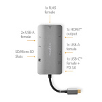 Nedis USB Multi-Port Adapter | 7-i-1 | USB 3.2 Gen 1 | USB-C™ Han | HDMI ™ -udgang / Micro SD / RJ45 Hun / SD / USB-C™ Hun / 3x USB-A Hun | 5 Gbps | 0.20 m | Runde | Guldplateret | PVC | Antracit | Box