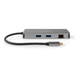 Nedis USB Multi-Port Adapter | 7-i-1 | USB 3.2 Gen 1 | USB-C™ Han | Micro SD / RJ45 Hun / SD / USB-C™ Hun / 2x HDMI™ / 2x USB-A Hun | 5 Gbps | 0.20 m | Runde | Guldplateret | PVC | Antracit | Box
