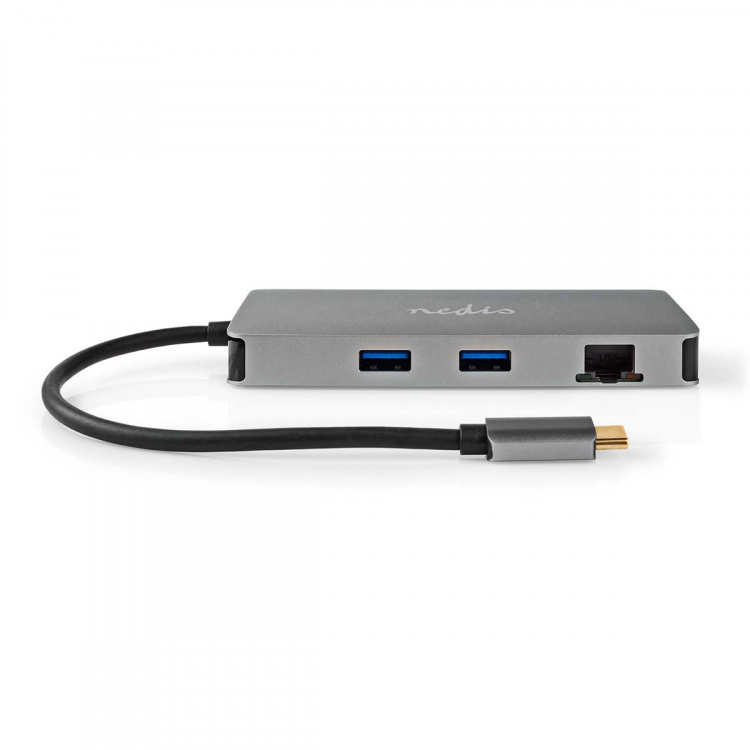 Nedis USB Multi-Port Adapter | 7-i-1 | USB 3.2 Gen 1 | USB-C™ Han | Micro SD / RJ45 Hun / SD / USB-C™ Hun / 2x HDMI™ / 2x USB-A Hun | 5 Gbps | 0.20 m | Runde | Guldplateret | PVC | Antracit | Box