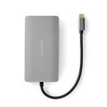Nedis USB Multi-Port Adapter | 7-i-1 | USB 3.2 Gen 1 | USB-C™ Han | Micro SD / RJ45 Hun / SD / USB-C™ Hun / 2x HDMI™ / 2x USB-A Hun | 5 Gbps | 0.20 m | Runde | Guldplateret | PVC | Antracit | Box