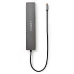 Nedis USB Multi-Port Adapter | 10-i-1 | USB 3.2 Gen 1 | USB-C™ Han | Micro SD / RJ45 Hun / SD / 2x HDMI™ / 2x USB-C™ / 3x USB-A Hun | 0.40 m | Runde | Guldplateret | TPE | Antracit | Box