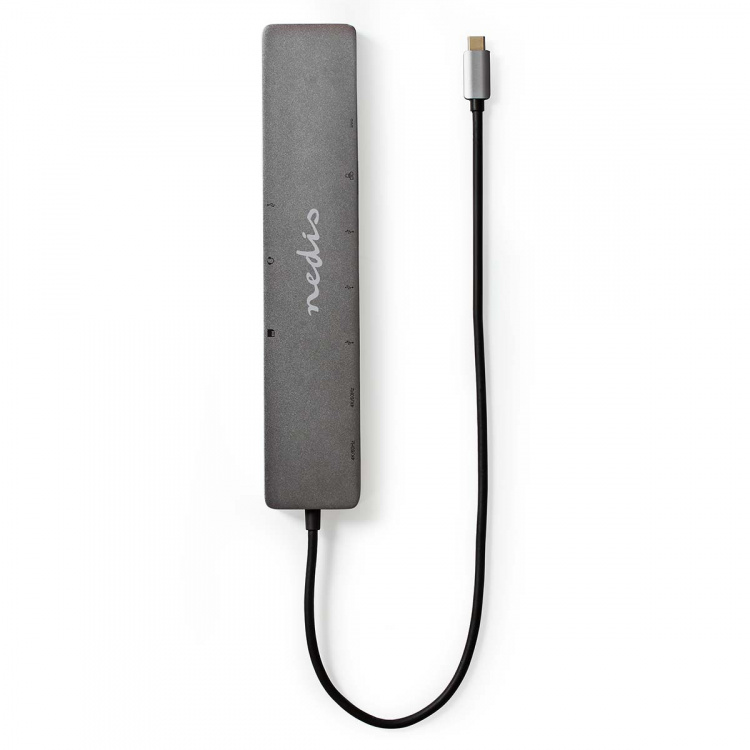 Nedis USB Multi-Port Adapter | 10-i-1 | USB 3.2 Gen 1 | USB-C™ Han | Micro SD / RJ45 Hun / SD / 2x HDMI™ / 2x USB-C™ / 3x USB-A Hun | 0.40 m | Runde | Guldplateret | TPE | Antracit | Box