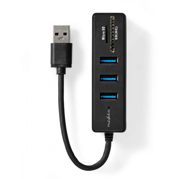 Nedis USB-hub | USB-A Male | 3x USB A Female | 5-Port port(s) | USB 3.2 Gen 1 | USB Drevet | 5 Gbps | SD & MicroSD