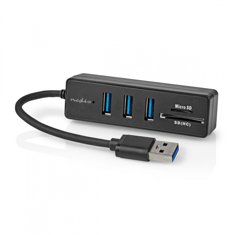 Nedis USB-hub | USB-A Male | 3x USB A Female | 5-Port port(s) | USB 3.2 Gen 1 | USB Drevet | 5 Gbps | SD & MicroSD