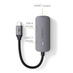 Nedis USB Multi-Port Adapter | 3-in-1 | USB 3.2 Gen 1 | USB-C™ Han | HDMI ™ -udgang / USB-A Hun / USB-C™ Hun | 5 Gbps | 0.10 m | Runde | Nikkelplateret | PVC | Grå | Box
