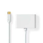 Nedis USB Multi-Port Adapter | 2-i-1 | USB 3.2 Gen 1 | USB-C™ Han | 2x USB-A | 1000 Mbps | 0.20 m | Runde | Nikkelplateret | PVC | Hvid | Blister