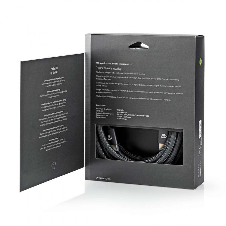 Nedis Ultra High Speed HDMI ™ kabel | HDMI™ Stik | HDMI™ Stik | 8K@60Hz | 48 Gbps | 5.00 m | Runde | 6.7 mm | Gun Metal Grå | Cover Window Box Nedis Ultra High Speed HDMI ™ kabel | HDMI™ Stik | HDMI™ Stik | 8K@60Hz | 48 Gbps | 5.00 m | Runde | 6.7 mm | Gun Metal Grå | Cover Window Box