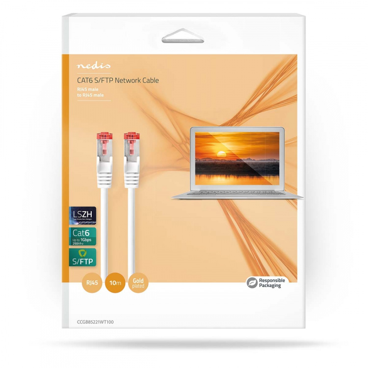 Nedis Kat 6 kabel | RJ45 Han | RJ45 Han | S/FTP | 10.0 m | Indendørs | Runde | LSZH | Hvid | Box