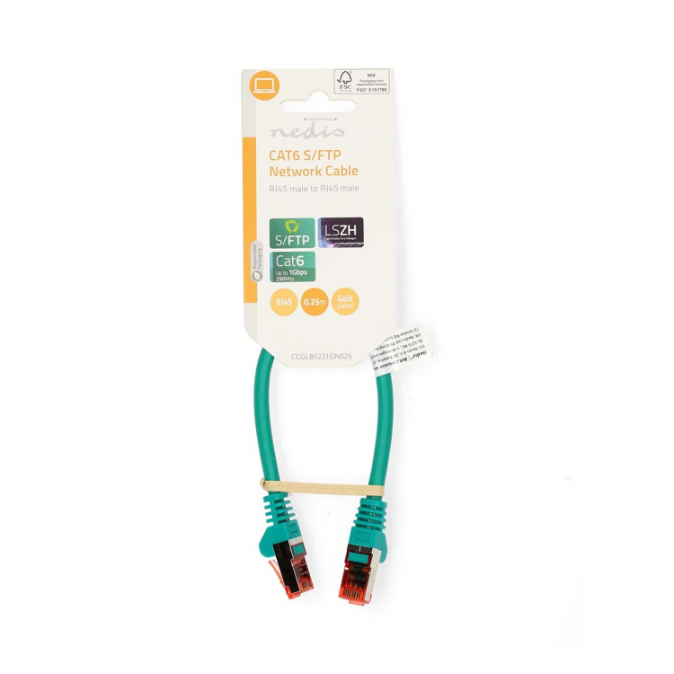 Nedis Kat 6 kabel | RJ45 Han | RJ45 Han | S/FTP | 0.25 m | Runde | LSZH | Grøn | Label