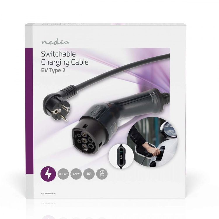 Nedis Bærbar oplader til elbiler | AT-N05V3V3-F 3G1.5 | 1380 / 2300 / 3680 W | 6 / 8 / 10 / 13 / 16 A | 1 Phase | 5.00 m | Sort | Gaveæske Nedis Bærbar oplader til elbiler | AT-N05V3V3-F 3G1.5 | 1380 / 2300 / 3680 W | 6 / 8 / 10 / 13 / 16 A | 1 Phase | 5.00 m | Sort | Gaveæske