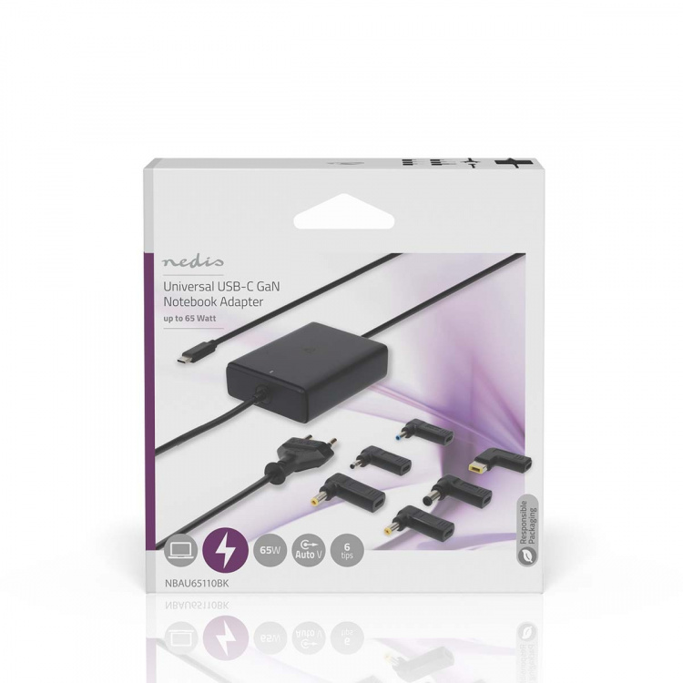 Nedis notebook-adapter | GaN | 65 W | 5 / 9 / 12 / 15 / 20 V DC | 2.4 / 3.0 / 3.25 A | Brugt til: Notebook / Smartphone / Tablet | Euro / Type-C (CEE 7/16) Nedis notebook-adapter | GaN | 65 W | 5 / 9 / 12 / 15 / 20 V DC | 2.4 / 3.0 / 3.25 A | Brugt til: Notebook / Smartphone / Tablet | Euro / Type-C (CEE 7/16)
