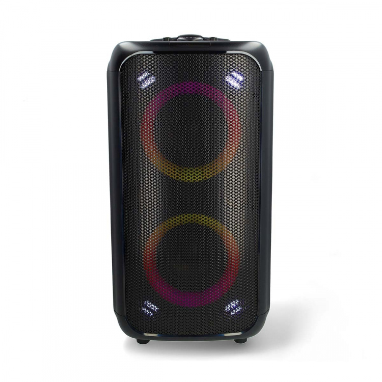 Nedis Bluetooth® Party Speaker | Maksimal batteritid: 5 timer | 240 W | Bærehåndtag | Fest lys | Equalizer | Orange / Sort Nedis Bluetooth® Party Speaker | Maksimal batteritid: 5 timer | 240 W | Bærehåndtag | Fest lys | Equalizer | Orange / Sort