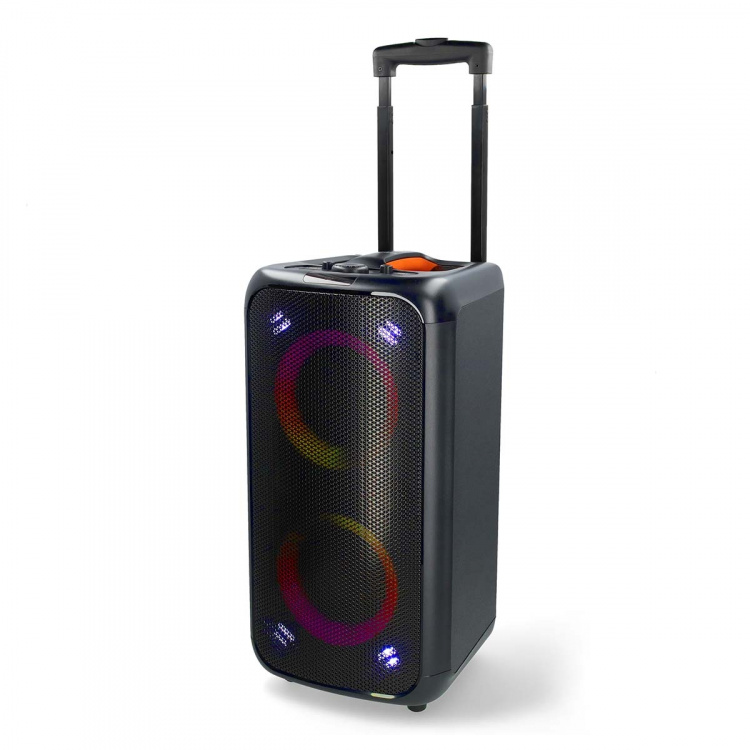 Nedis Bluetooth® Party Speaker | Maksimal batteritid: 5 timer | 240 W | Bærehåndtag | Fest lys | Equalizer | Orange / Sort Nedis Bluetooth® Party Speaker | Maksimal batteritid: 5 timer | 240 W | Bærehåndtag | Fest lys | Equalizer | Orange / Sort